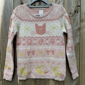 Sailor Moon Luna Guardian Symbols Women's Sweater Sz S Box Lunch Exclusive Pink